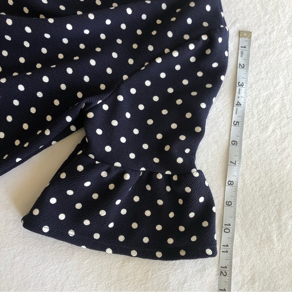 GREEN ENVELOPE Navy & White Polka Dot Top with Bell Sleeves - Picture 10 of 11